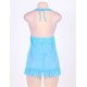 Elegant Light Blue Open Back Lace Chemise