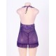 Plus Size Purple Halter Transparent Babydoll