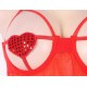 Red Open Cup Plus Size Babydoll With Adjustable Strap