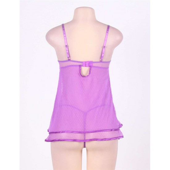 Sexy Bright Purple Sheer Mesh Babydoll