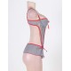 Gray And Red Sheer Skirted Teddy