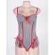 Gray And Red Sheer Skirted Teddy