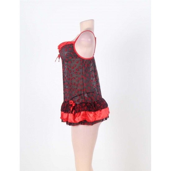 Sexy Ruffle Red Dot Print Babydoll Dress