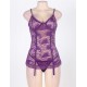 Purple Floral Lace Round Back Plus Size Babydoll