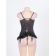 Sexy Black Embroidery Bra Ruffle Croch Back Babydoll