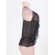 Sexy Black Lace Mesh Ruffle Fly Away Babydoll With G String 