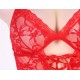 Red Lace Round Open Back Teddy Lingerie