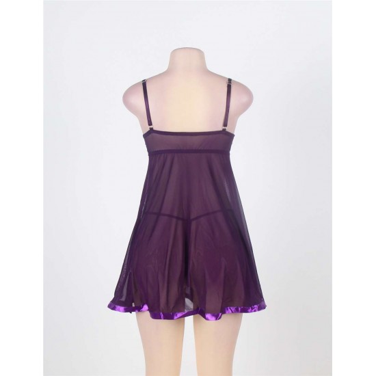 Sexy Transparent Lace Top Purple Babydoll