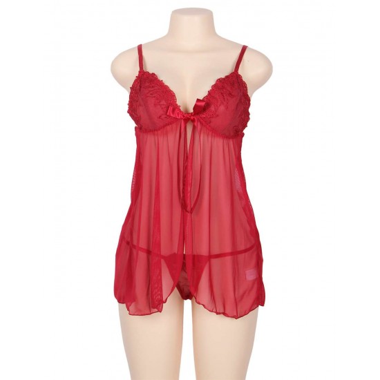 Red Multi-fibre Elegant Fly-away Babydoll