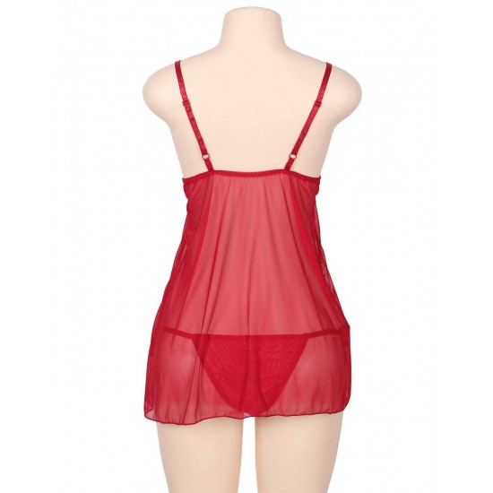 Red Multi-fibre Elegant Fly-away Babydoll