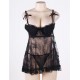 Black Scalloped Lace Ruffle Decor Plus Size Babydoll