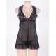 Black Sheer Lace Halter Open Back Lingerie