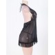 Black Sheer Lace Halter Open Back Lingerie