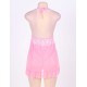 Pink Halter Lace Patchwork Sexy Babydoll