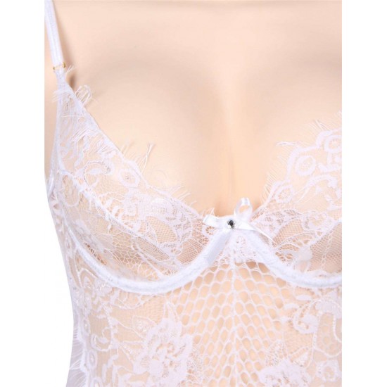 Chic Kissable White Backless Teddy