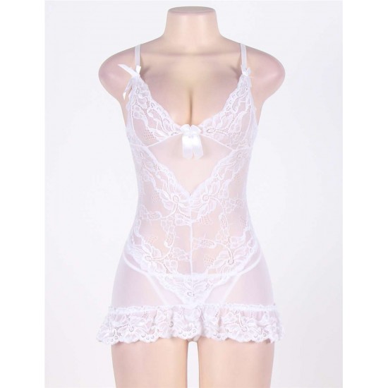 Romantic Feminine Fitted White Babydoll