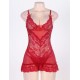 Alluring Red Romantic Flower Lace Babydoll