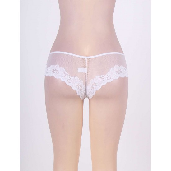 White Floral Lace Mesh Sexy Panty