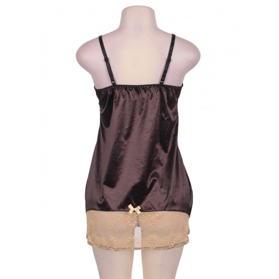 Plus Size Brown Gored Babydoll 