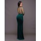 Green Mesh Lace Applique Velvet Maxi Dress