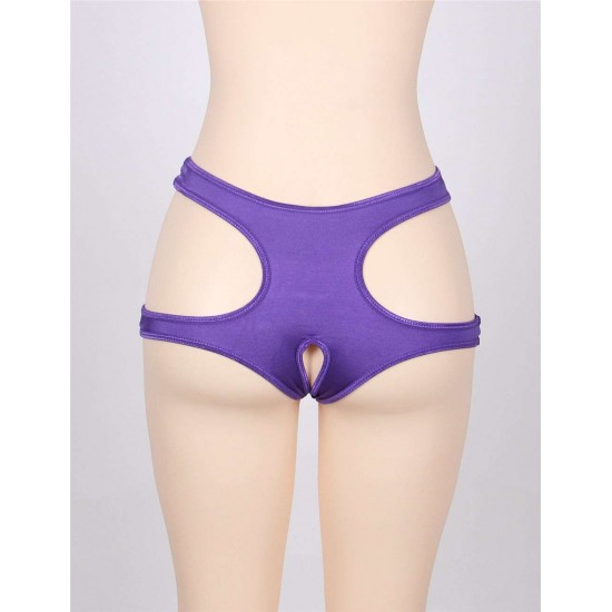 Sexy Cut Out Purple Open Crotch Panty