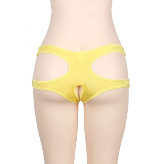 Sexy Yellow Open Crotch Cut Out Panty