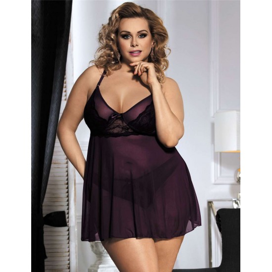 Plus Size Appealing Purple Mini Dress With Straps