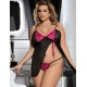 Plus Size Furcate Babydoll With Rose G String