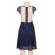 Lace Round Neck Elegant Blue Bodycon Dress