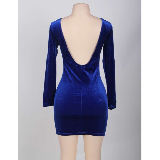 On Sale Backless Blue Sparkle Dress