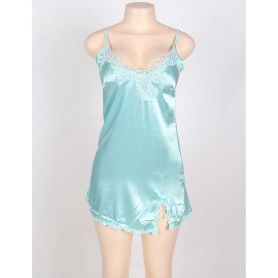 Two-Piece Satin Mint Green Sleepwear