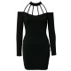 Strappy Halterneck Slim Black Bodycon Dress