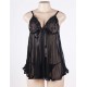 Sexy Sheer Lace Black Babydoll With G String