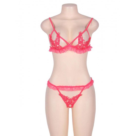 Pink Butterfly Bra Set