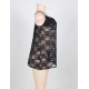 Black Plus Size Sheer Lace Dress With G String 