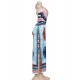 Light Blue African Pattern Low Back Halter Long Dress