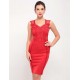 Red Deluxe Decals Fashion Dress Lace Bodycon