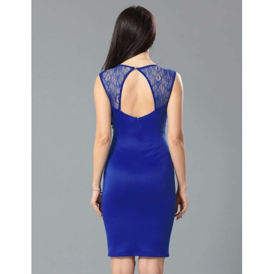 Blue Deluxe Decals Fashion Dress Lace Bodycon