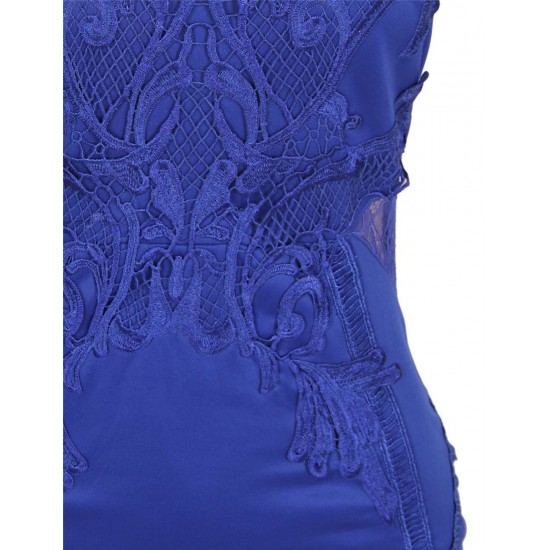 Blue Deluxe Decals Fashion Dress Lace Bodycon