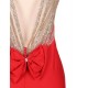 Plus Size Red Backless Formal Evening Dress With Golden Strap