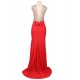 Plus Size Red Backless Formal Evening Dress With Golden Strap