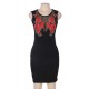 Elegant Embroidery Fashion Dress Black Bodycon