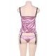 Plus Size Purplish Red Deluxe Satin Lace Bustier 