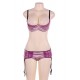 Deluxe Satin Lace Stitching Open Bust Bra Set