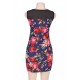 Navy Flower Short Sleeve Print Dresses 