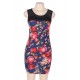 Navy Flower Short Sleeve Print Dresses 