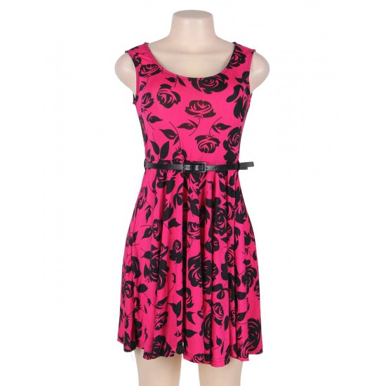 Print rose pink fashion dress