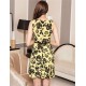 Print rose yellow fashion dress