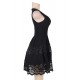 Plus Size Lace Mesh Sleeveless Pleated Black Skater Dress