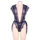 Plus Size Navy Blue Ribbon Chiffon Teddy